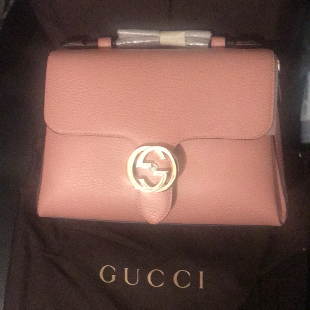 Gucci Dusty Pink Leather Crossbody with Gold GG Closure